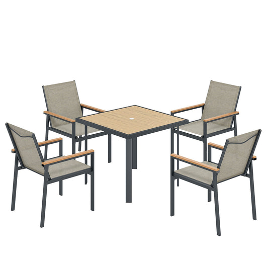Outsunny Five-Piece Metal Dining Set with four chairs and a square table