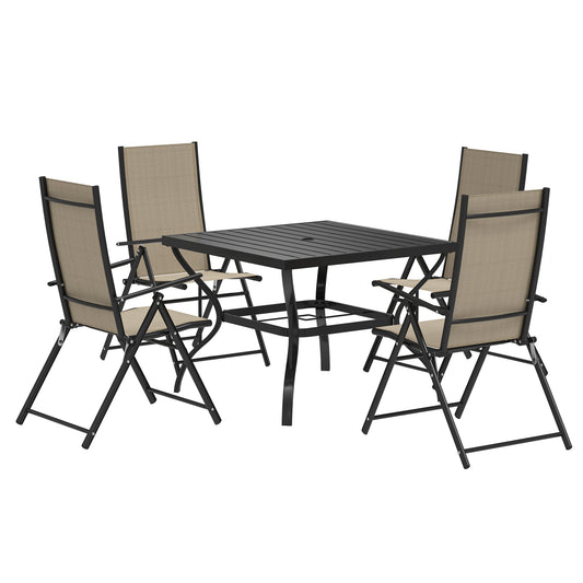 Outsunny Five-Piece Steel Frame Patio Set with four chairs and a square table