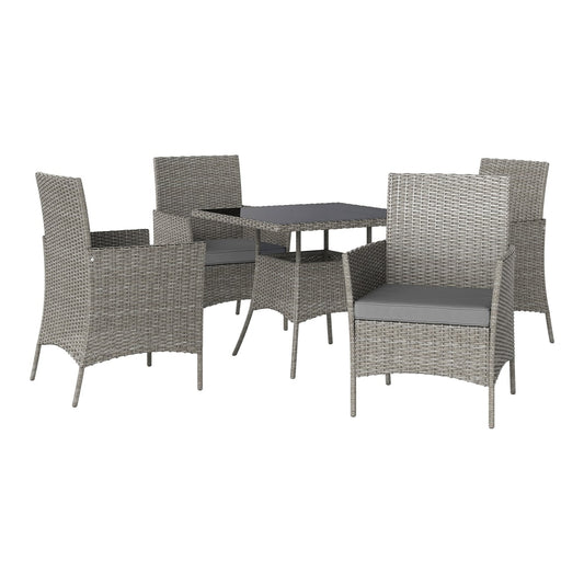 Outsunny Five-Pieces Rattan Dining Set with four chairs and a square table