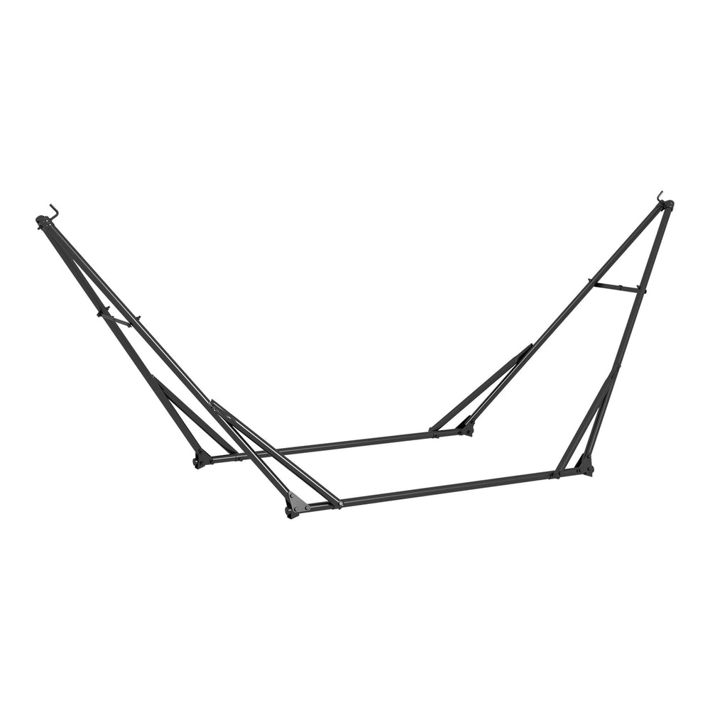 Outsunny Foldable Hammock Stand, a black metal frame laid out flat on a white background