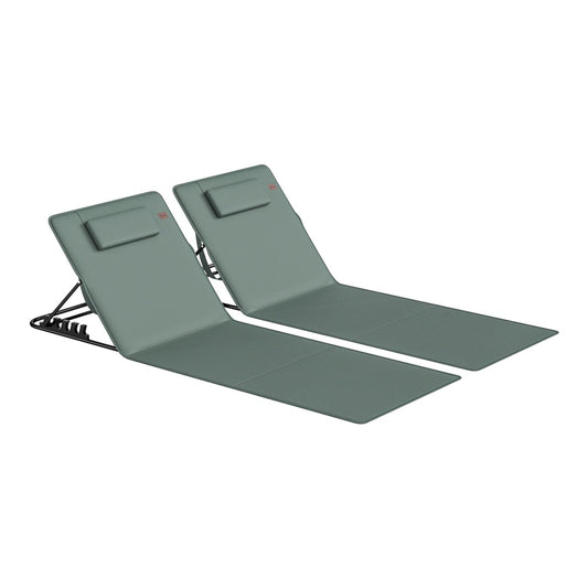 Outsunny Foldable Sun Loungers Set of 2, two grey loungers on a white background
