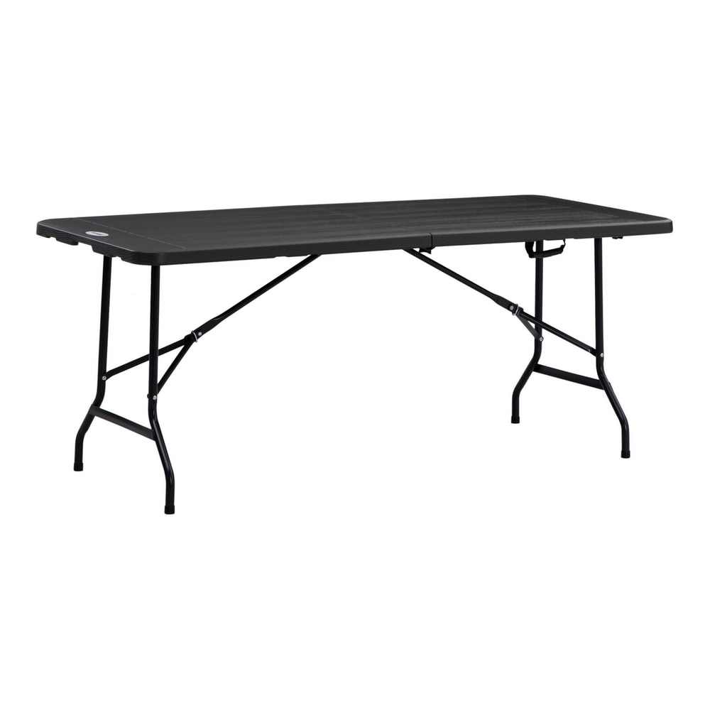 Outsunny Folding Garden Dining Table for 6, a rectangular outdoor dining table with a steel frame