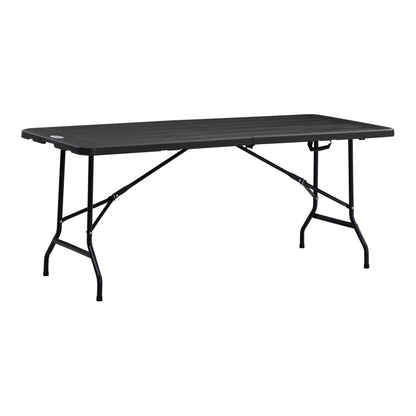 Outsunny Folding Garden Dining Table for 6, a rectangular outdoor dining table with a steel frame