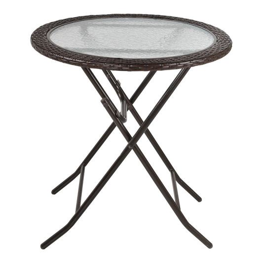Outsunny Folding Rattan Garden Dining Table in Brown