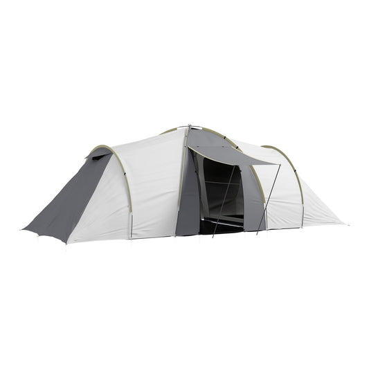Outsunny Four-Man Tunnel Tent in Grey and Yellow