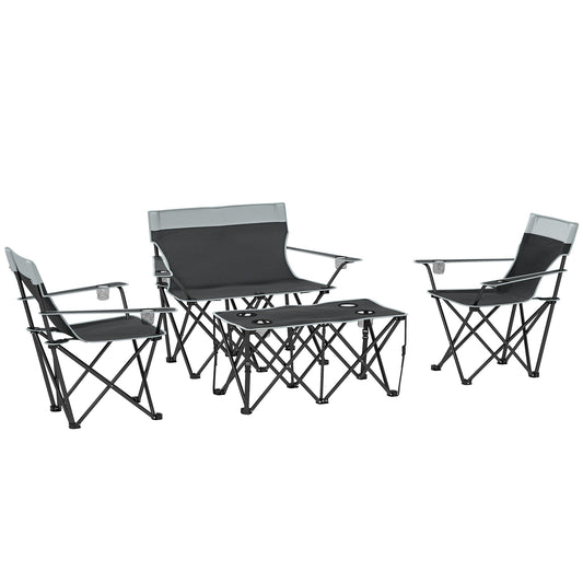 Outsunny Four-Piece Portable Picnic Table Set in Grey