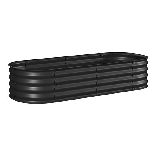 Outsunny Galvanised Raised Garden Bed, a black metal planter box with a corrugated design