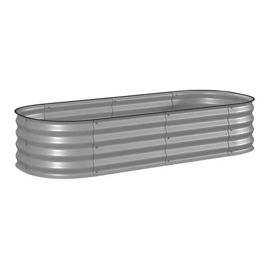 Outsunny Galvanised Raised Garden Bed, a silver metal planter box with a corrugated design and safety edging