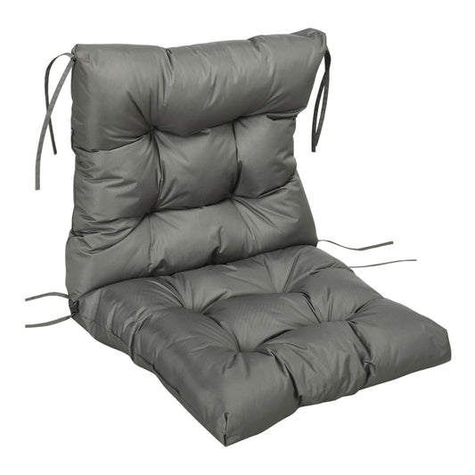 Outsunny Garden Back Chair Cushion in light grey, a padded seat and backrest cushion with ties