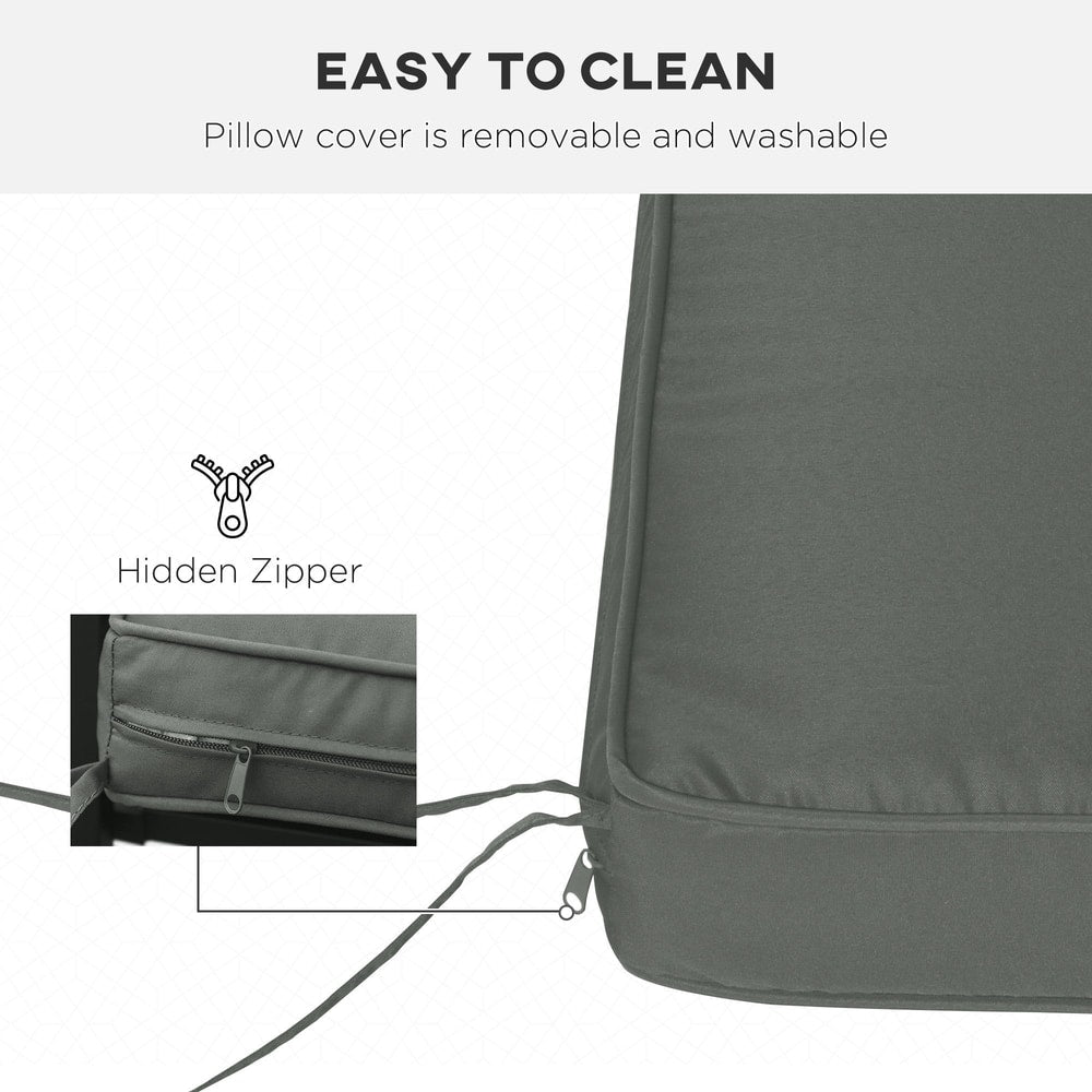 Close up of the grey garden seat pad showing the hidden zipper