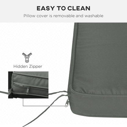 Close up of the grey garden seat pad showing the hidden zipper