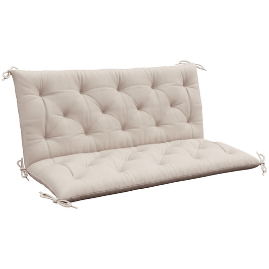 Outsunny Garden Bench Cushion in a light beige colour with tufted detailing and side ties