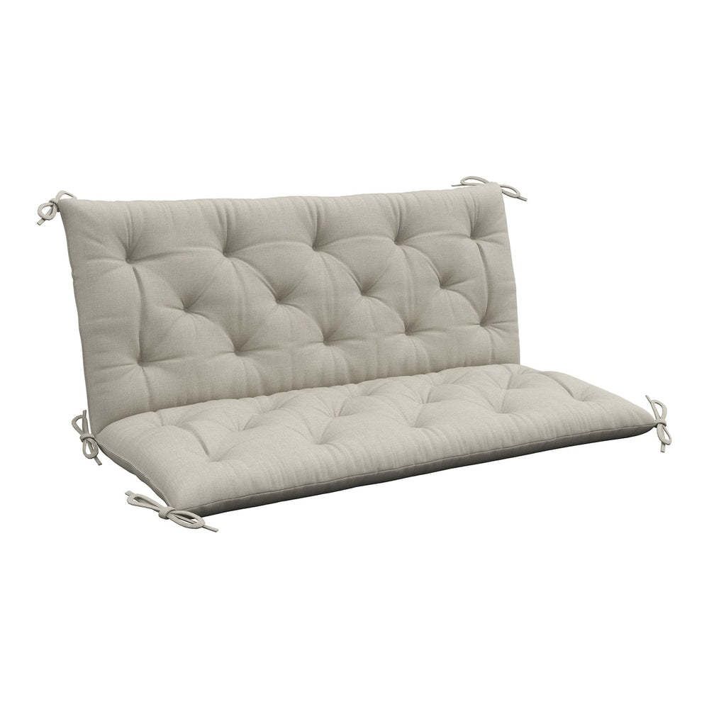 Outsunny Garden Bench Cushion, a beige tufted cushion with ties on each corner