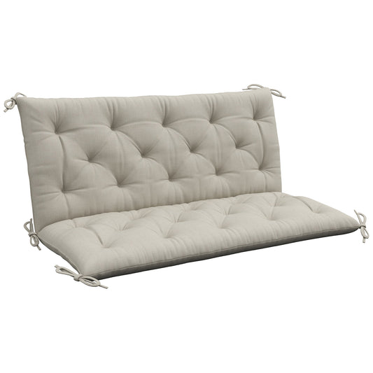 Outsunny Garden Bench Cushion, a beige tufted cushion with ties on each corner
