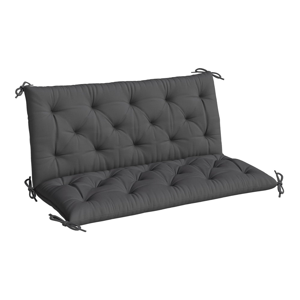 Outsunny Garden Bench Cushion, a tufted black seat pad with ties for a swing chair