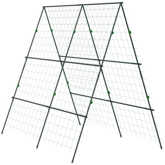 Outsunny Garden Cucumber Trellis for Climbing Plants with green frame and white netting