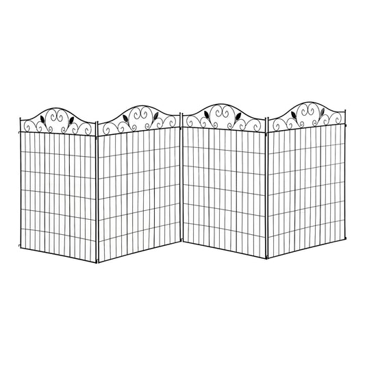 Outsunny Garden Decorative Fence with ornate scroll top and wire mesh panels