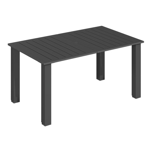 Outsunny Garden Dining Table for 6 with Parasol Hole in Black