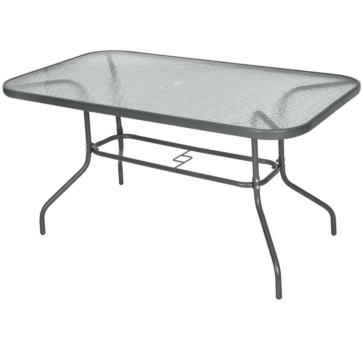 Outsunny Garden Dining Table Glass Top Metal Frame shown from a high angle against a white background
