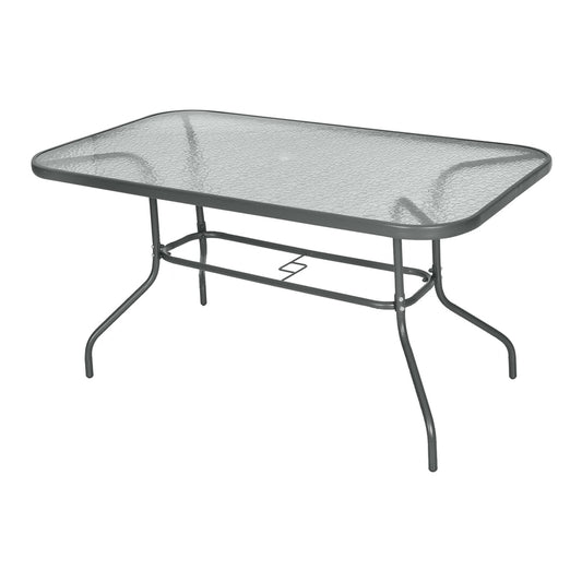 Outsunny Garden Dining Table Glass Top Metal Frame shown from a high angle against a white background