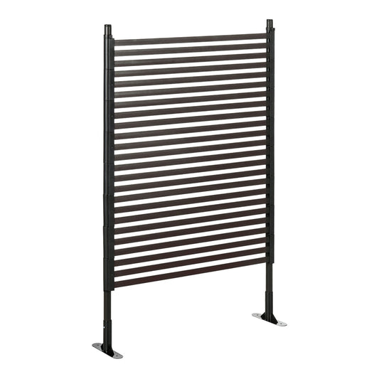 Outsunny Garden Fence standing upright with a slatted brown design and metal base plates