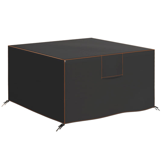 Outsunny Garden Furniture Cover in black with orange trim and corner ties against a white background