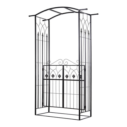 Outsunny Garden Outdoor Entrance Arch with a black metal frame and integrated swing doors