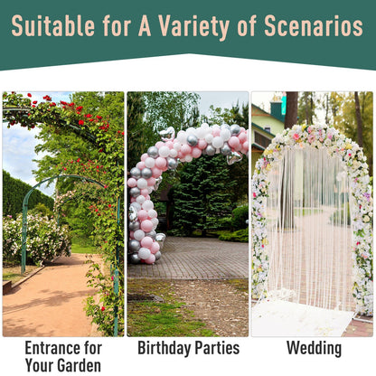 The garden arch shown in three different settings for garden entrances and event decorations