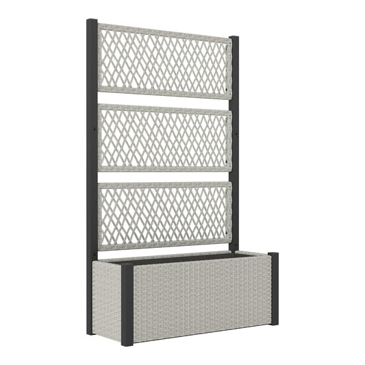Outsunny Garden Planter Box with Trellis in mixed-grey standing against a plain white background