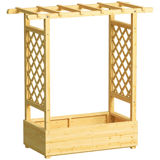 Outsunny Garden Planter with Trellis, a wooden raised bed with a lattice roof structure
