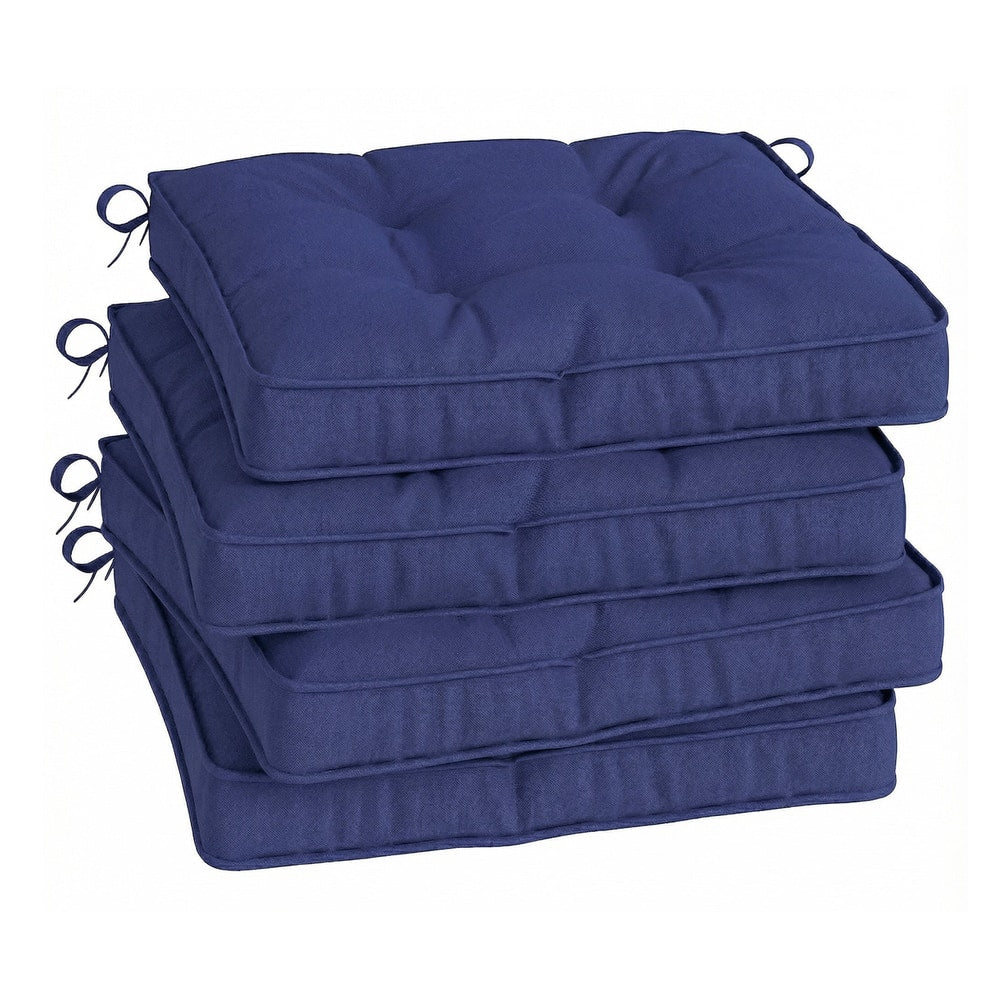 Outsunny Garden Seat Cushion with Ties, a stack of four dark blue seat pads with ties
