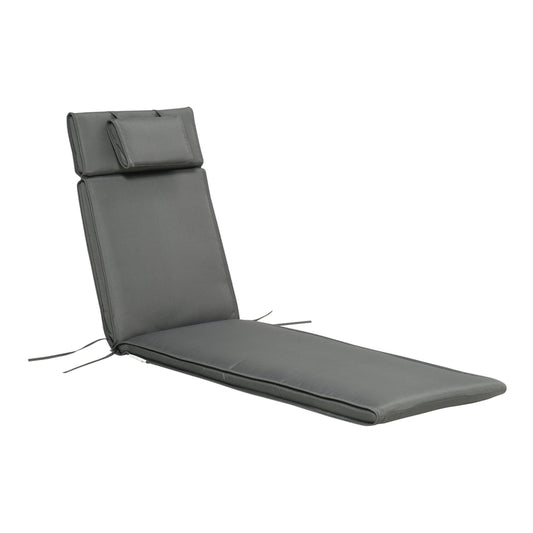 Outsunny Garden Sun Lounger Cushion Replacement Soft Sunbed Reclining Chair in grey with attached pillow