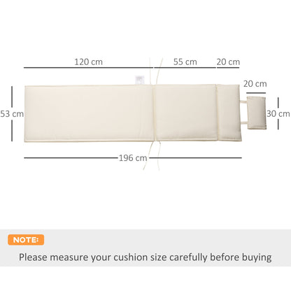 The garden cushion shown from above with lines indicating its overall dimensions