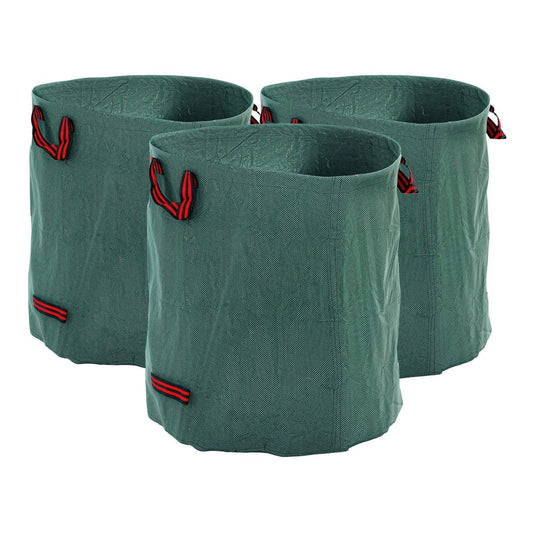 Outsunny Garden Waste Bags, three green foldable and reusable sacks with red handles