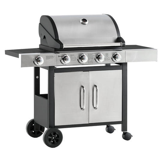 Outsunny Gas Barbecue Grill in Black and Stainless Steel