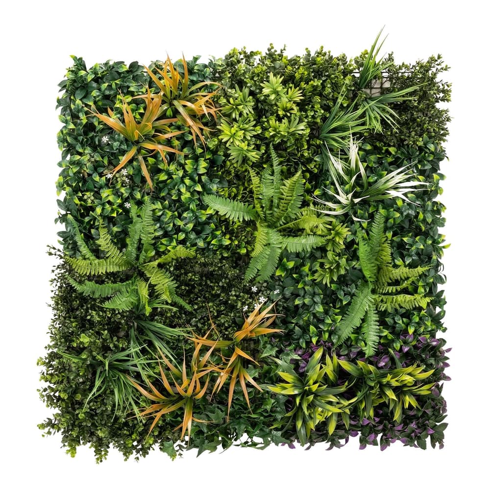 Outsunny Grass Wall Panels, a square artificial grass wall decor with varied green foliage and some orange accents