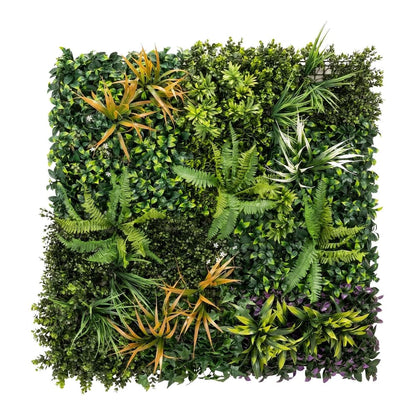 Outsunny Grass Wall Panels, a square artificial grass wall decor with varied green foliage and some orange accents