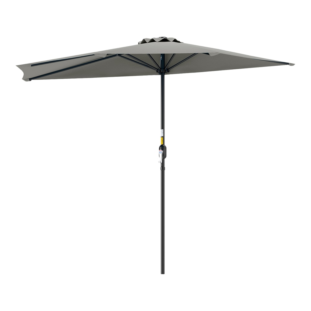 Outsunny Half Round Parasol Umbrella in Light Grey