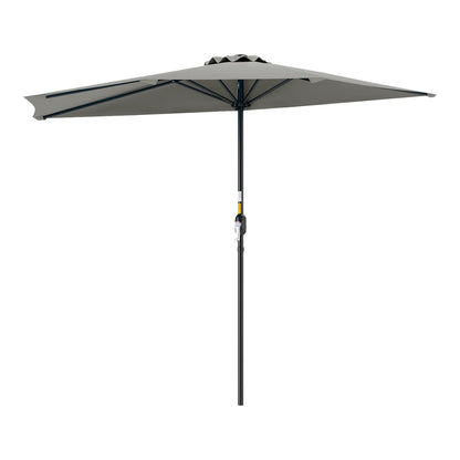 Outsunny Half Round Parasol Umbrella in Light Grey