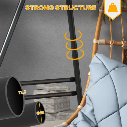 Close up of the metal tubing on the heavy duty hammock stand