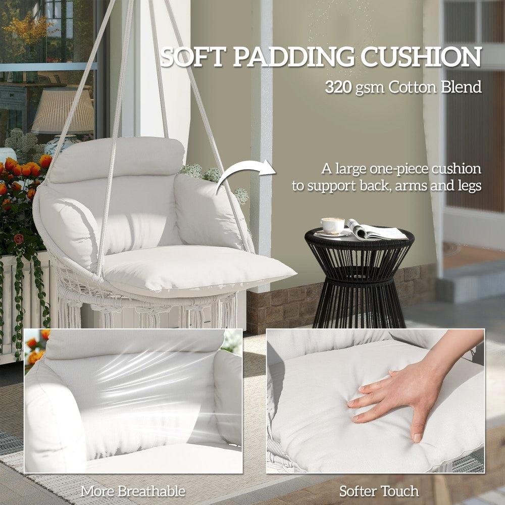 Close up of the soft padding cushion for the boho style hammock chair