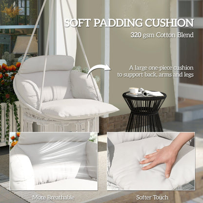 Close up of the soft padding cushion for the boho style hammock chair