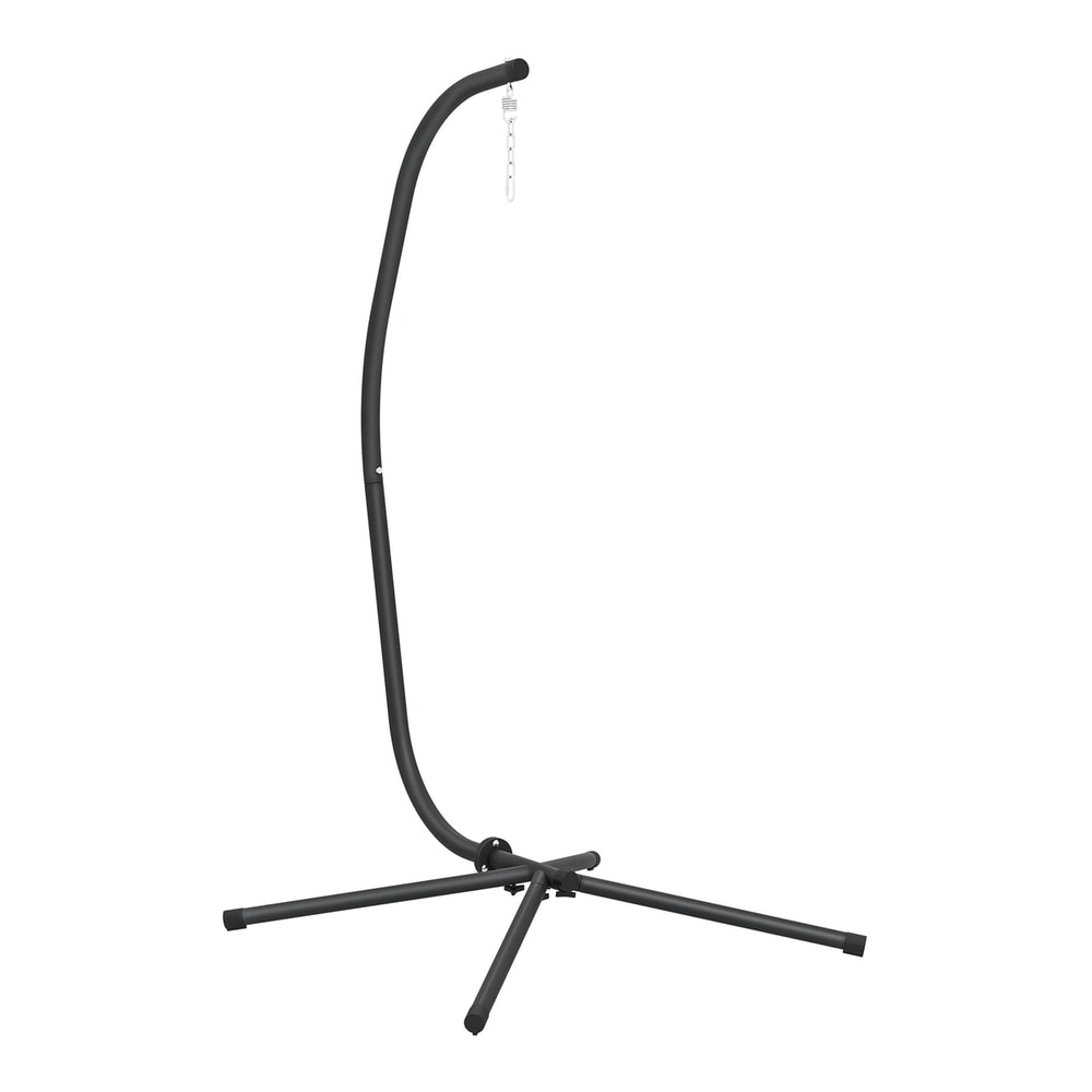 Outsunny Hanging Egg Chair Stand Only, a black metal C-shaped stand with a wide base