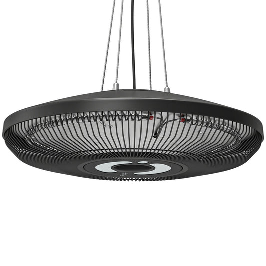 Outsunny Hanging Electric Patio Heater with LED Light in Black