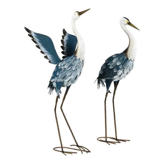 Outsunny Heron Garden Statues in Blue and White