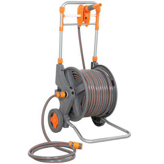 Outsunny Hose Reel Cart with Wheels in Orange