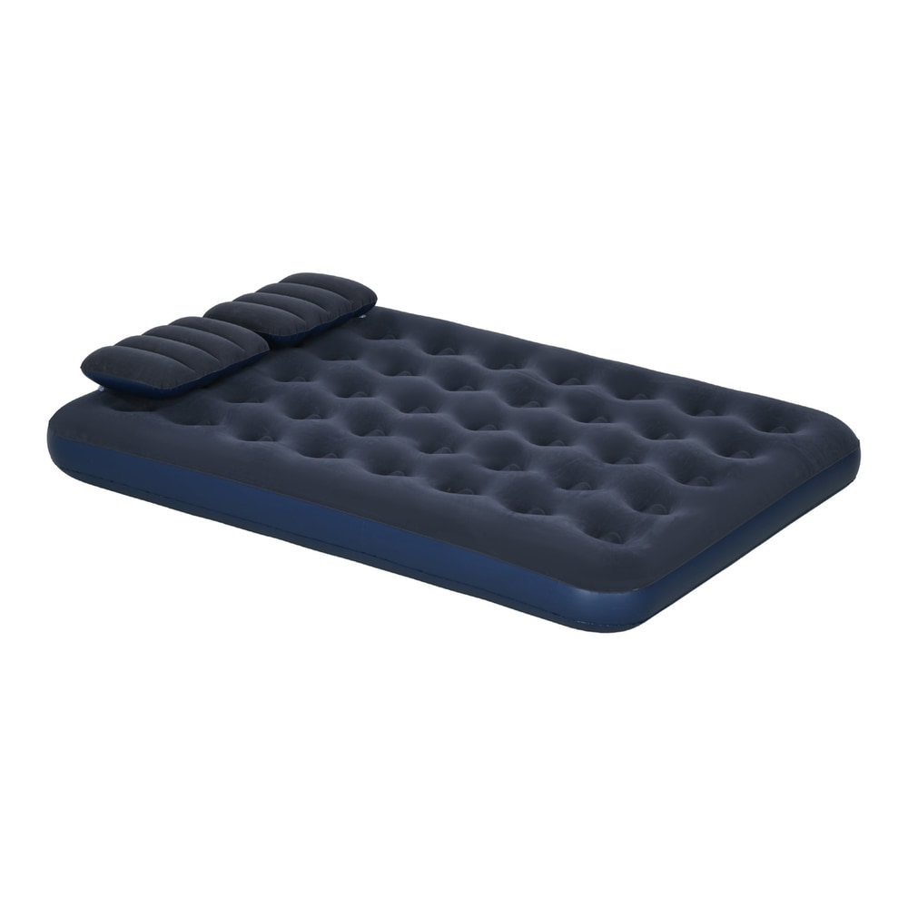 Outsunny Inflatable King Size Air Bed in blue with a built-in hand pump