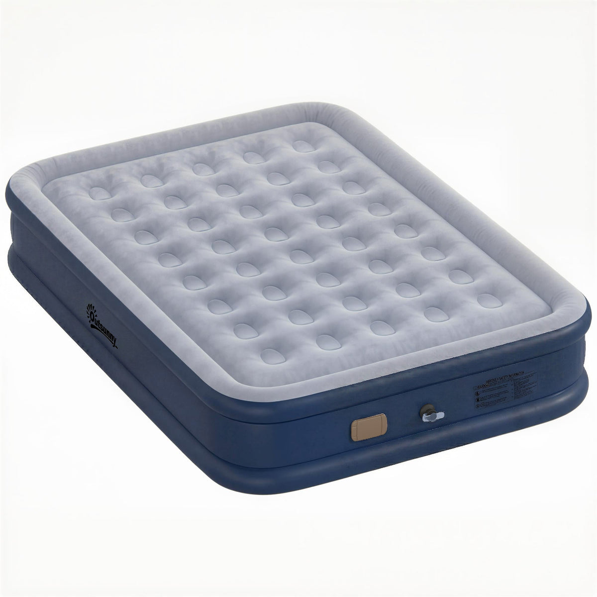 Outsunny Inflatable Mattress, a grey double air bed with a flocked surface and built-in pump
