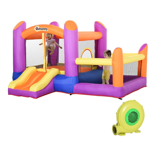 Outsunny Kids Bouncy Castle House with a blower on the right