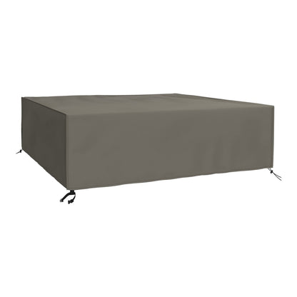 Outsunny Large Square Patio Garden Furniture Set Cover in grey, shown covering a large square table